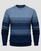 Uldsweater med Gradueringsstriber til Herrer - Rund Hals, Ribbet Kant