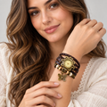 Vintage Wrap Armbåndsur til Damer - Vævet Læder med Charms