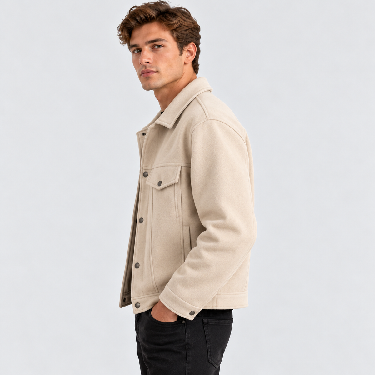Overshirt til Herrer - Brystlommer med Klap, Knaplukning