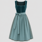 Petroleumsblå Dirndl Kjole - Korset Bryststykke Festivalstil