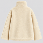 Oversized Teddyfrakke til Damer - Revers, Påsyede Lommer