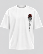 T-Shirt med Rosenprint til Herrer - Oversized Pasform, Rund Hals