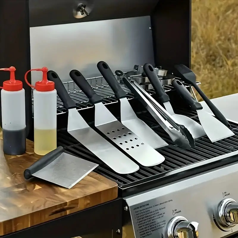 18-delt BBQ-sæt med rustfrit stål og opbevaringstaske