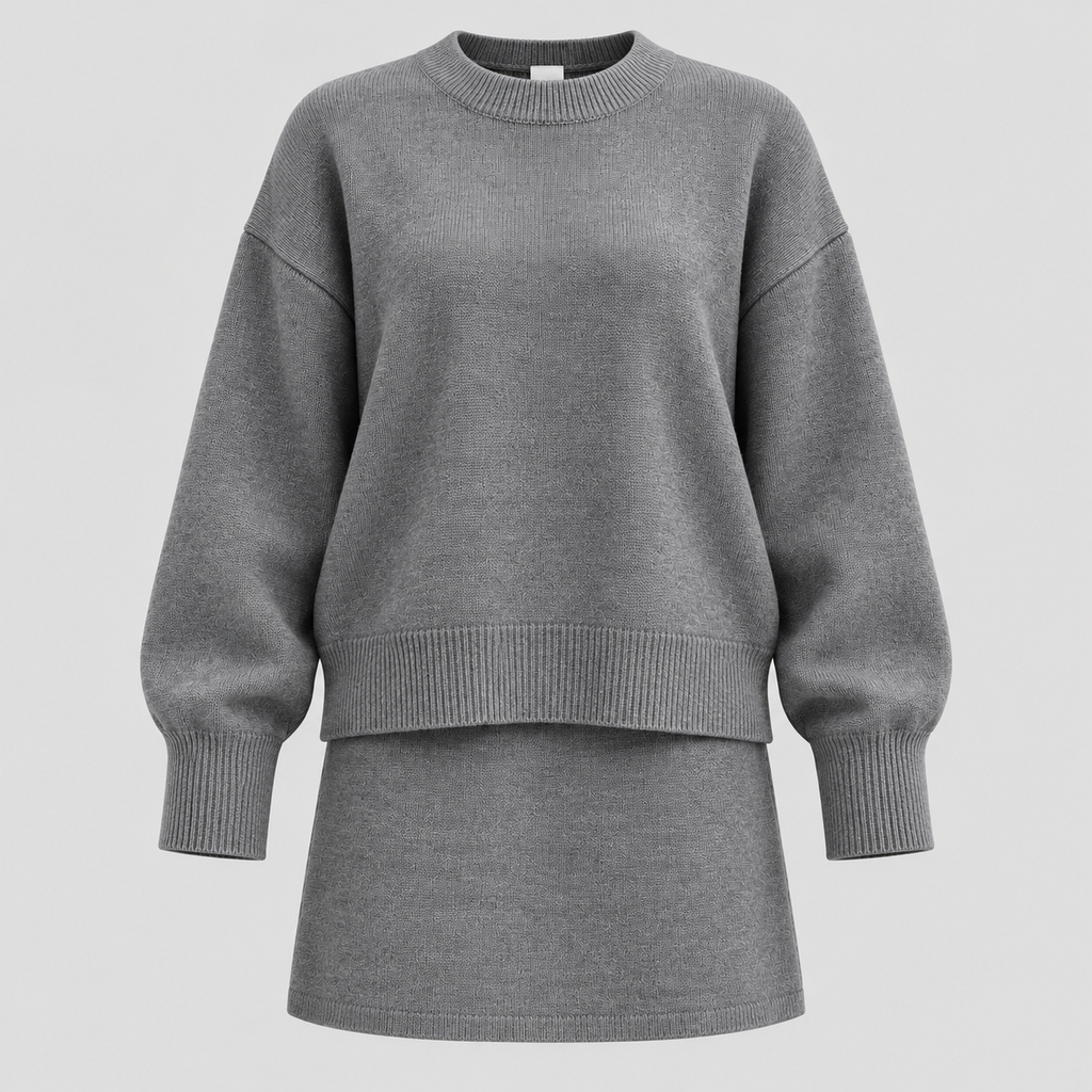 Dame Todelt Sweatersæt – Oversized Top med Shorts