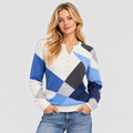 Colorblock Top til Damer - Meshærmer, V-Hals