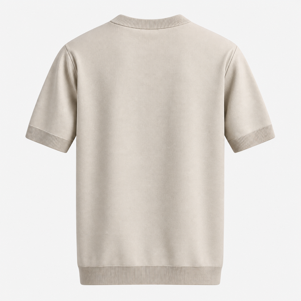 Herre Textureret Crew Neck T-Shirt – Chevronmønster Kort Ærme