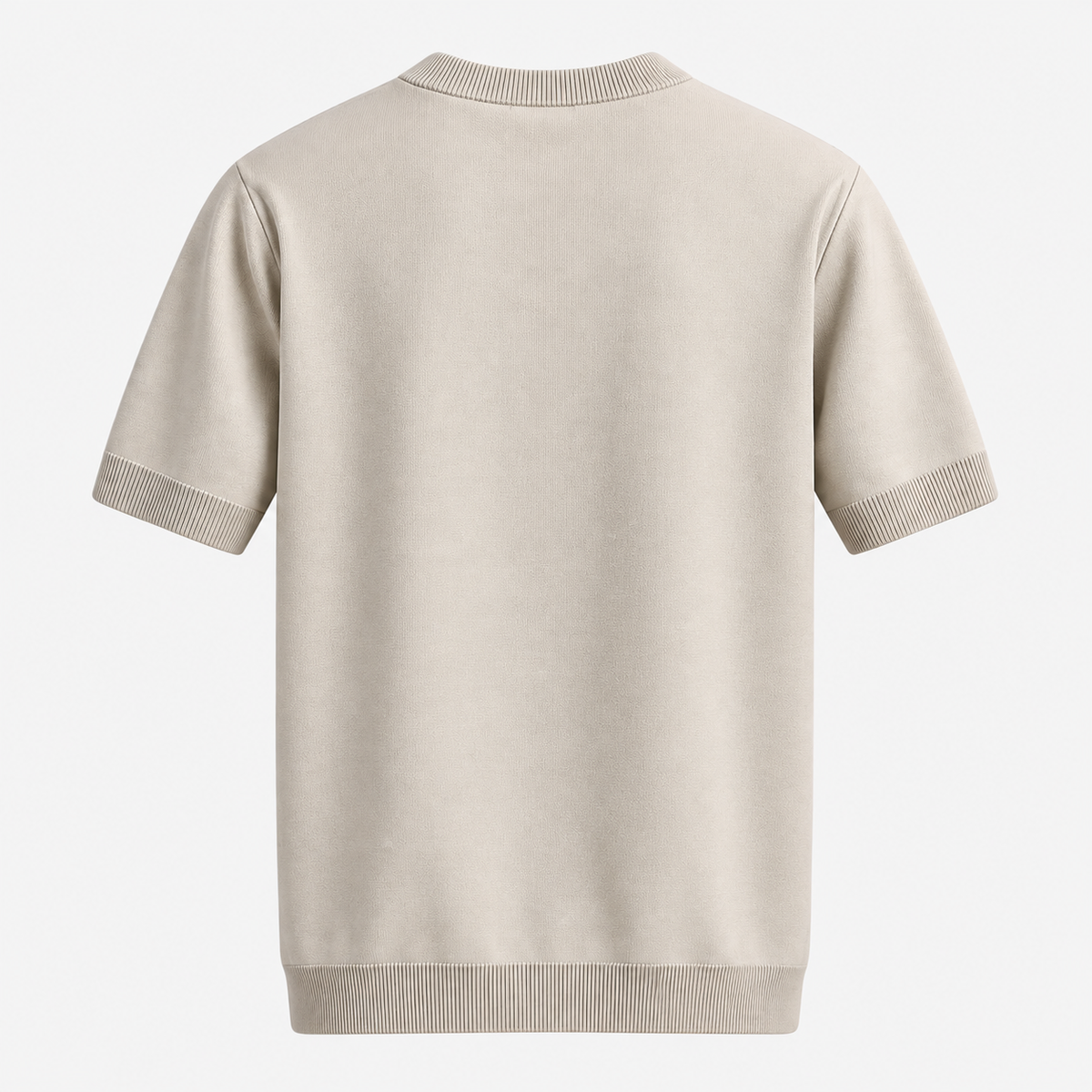 Herre Textureret Crew Neck T-Shirt – Chevronmønster Kort Ærme