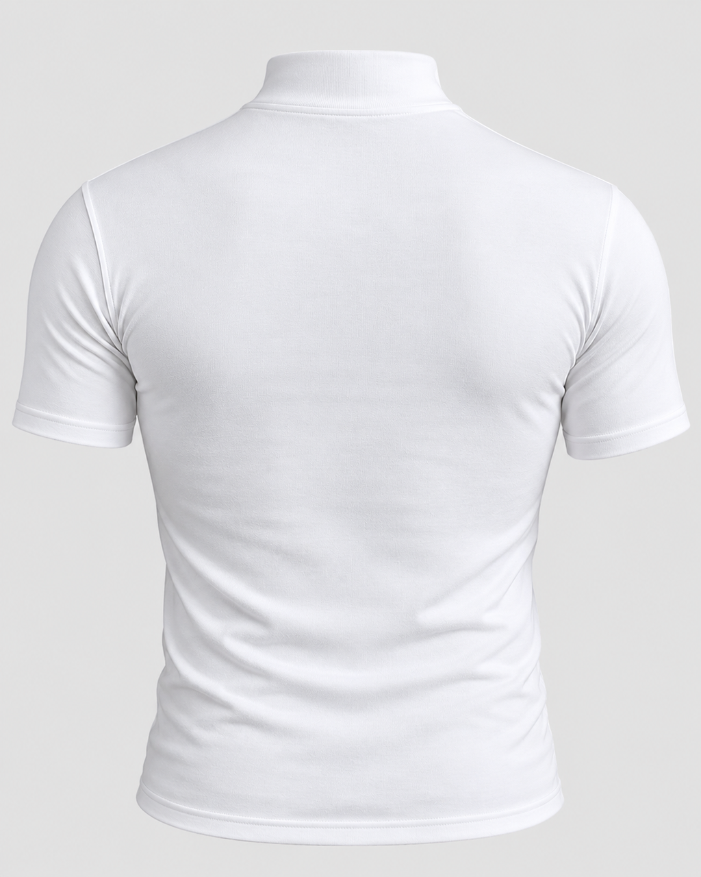T-Shirt med Høj Hals til Herrer - Tætsiddende, Korte Ærmer