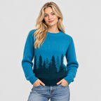 Ombre Skovprintet Sweater til Damer - Uldblandet Strik