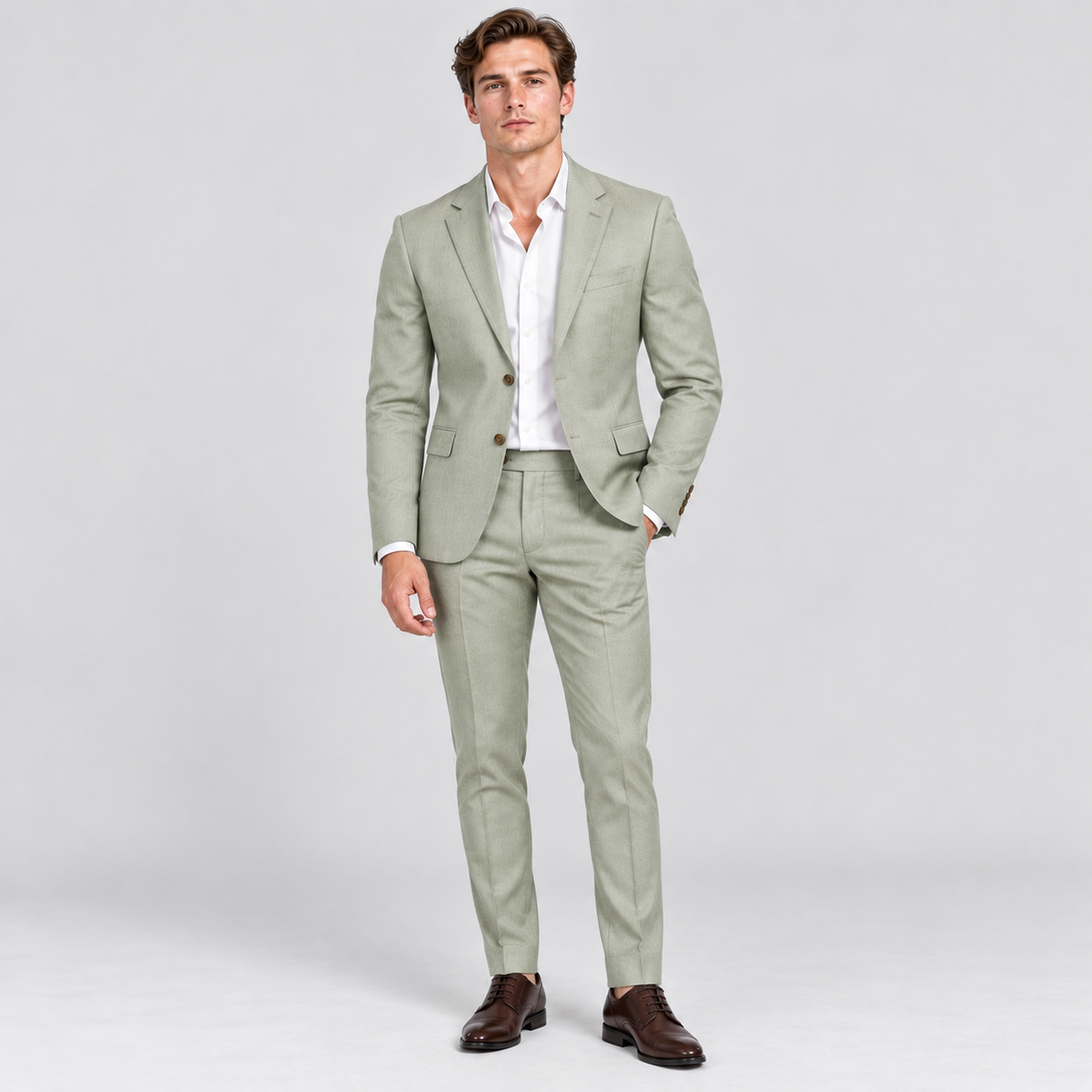 Herre Slim Fit Todelt Jakkesæt – Blazer og Bukser