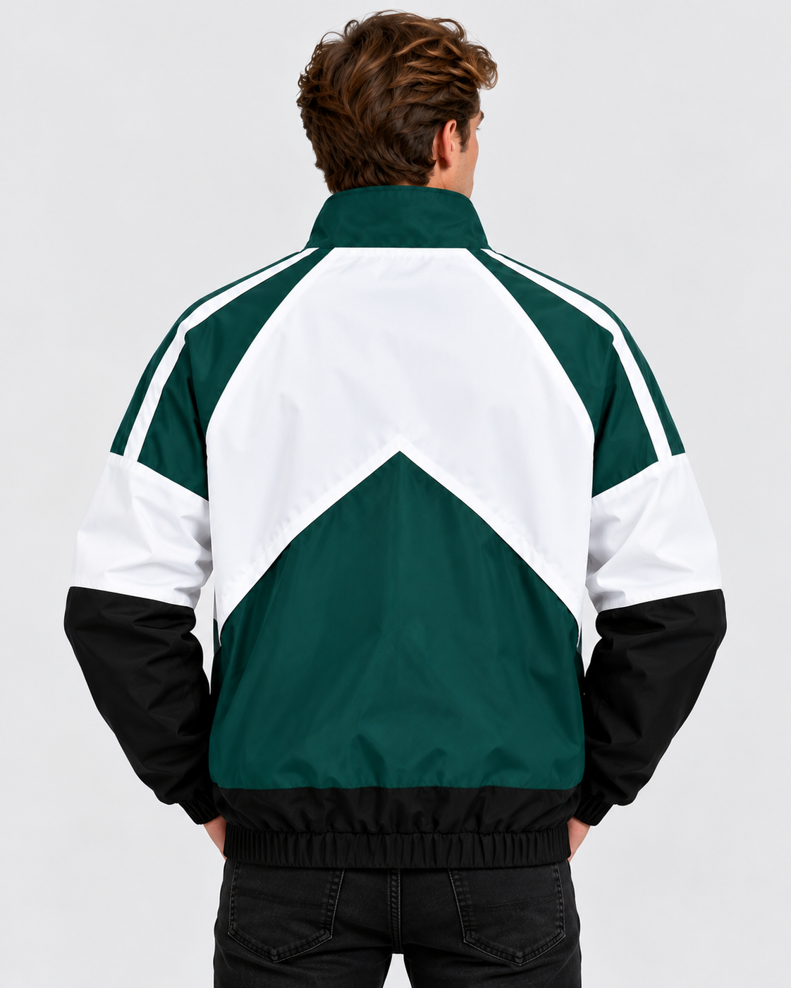 Colorblock Træningsjakke til Herrer - Ståkrave, Lynlås, Polyester