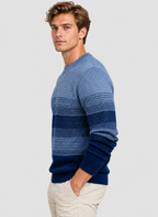 Uldsweater med Gradueringsstriber til Herrer - Rund Hals, Ribbet Kant