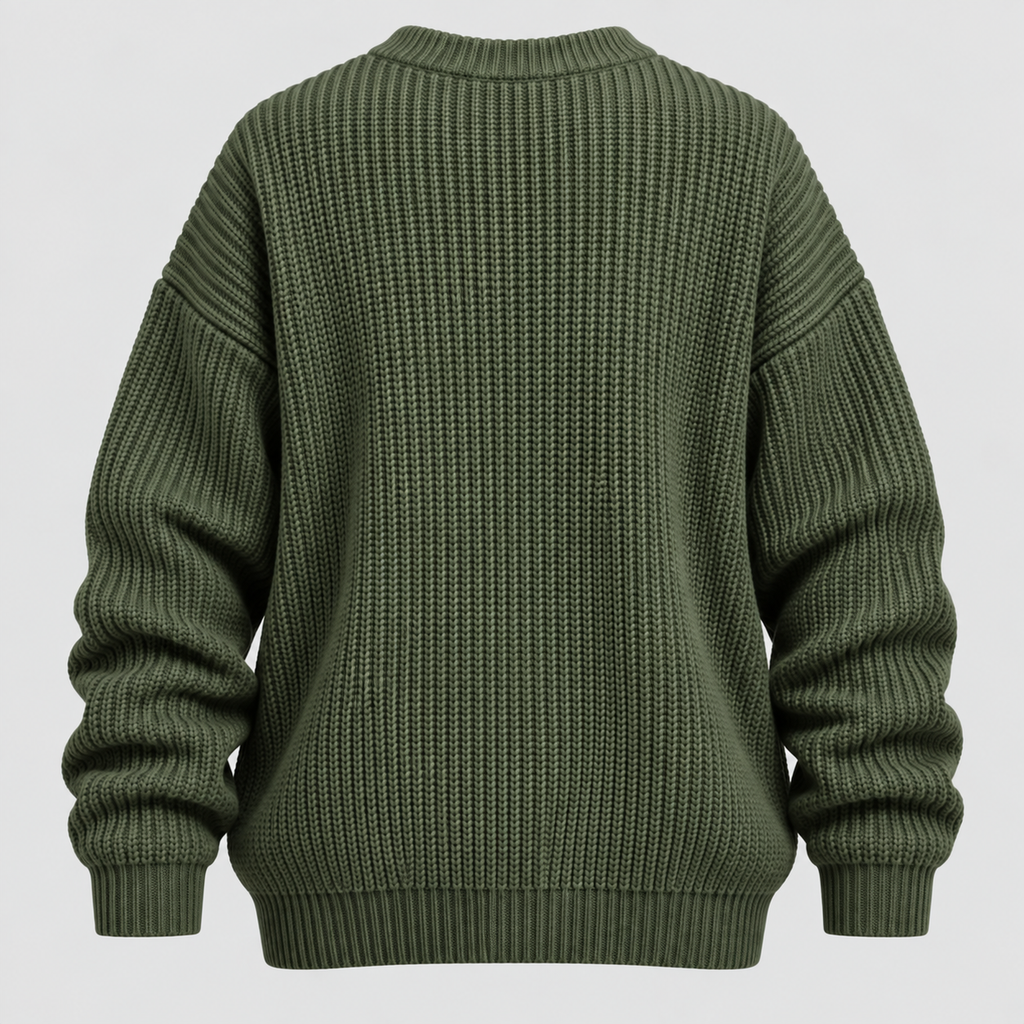 Chunky Strikket Sweater til Herrer - Oversized med Ribbede Manchetter