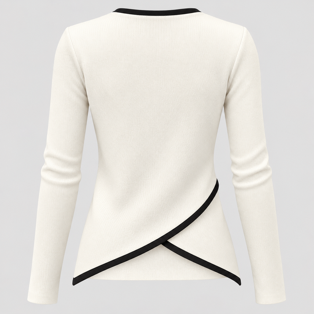 Wrap Sweater til Damer - V-Hals med Kontrastkant