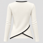Wrap Sweater til Damer - V-Hals med Kontrastkant