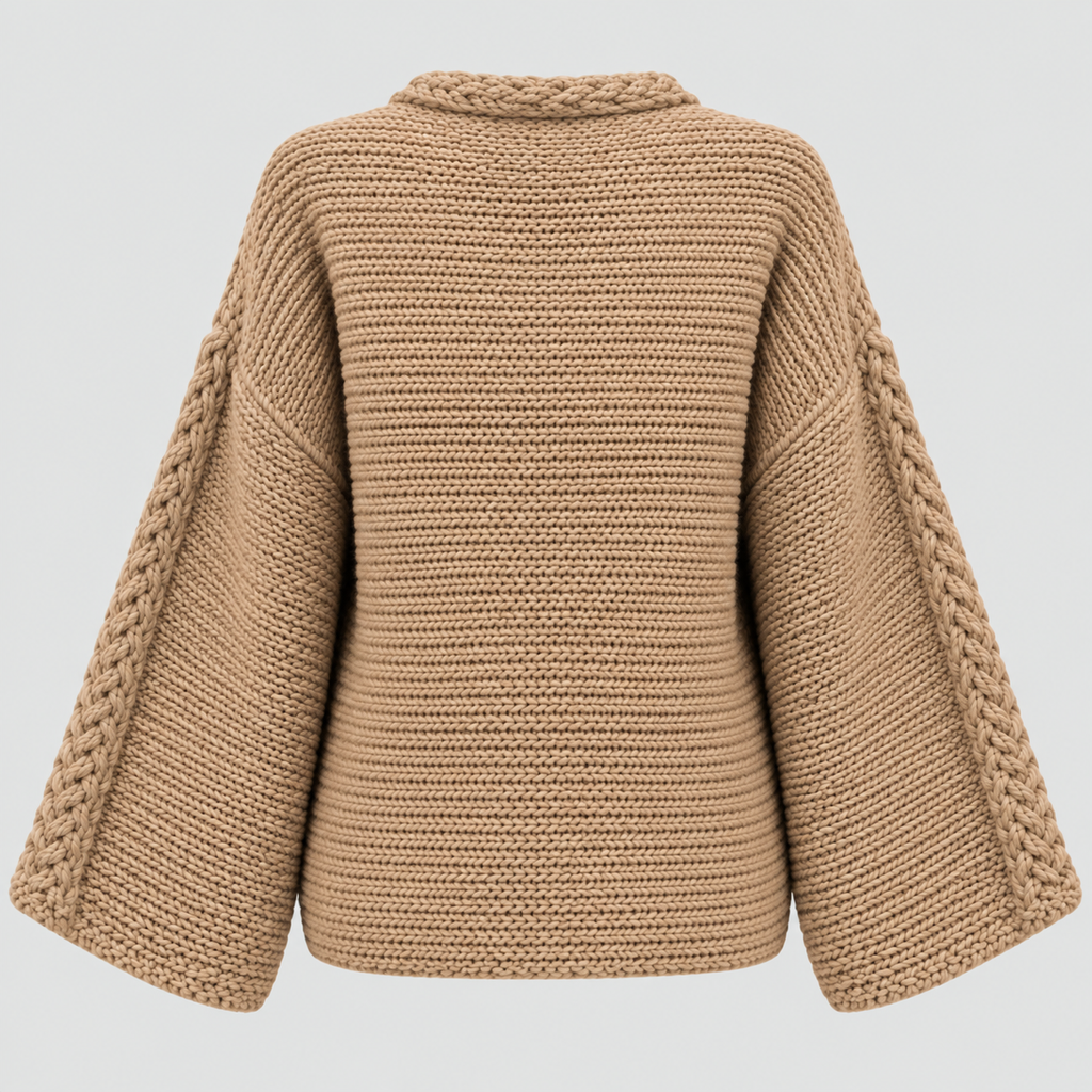 Luvet Cardigan til Damer - Åben Front, Oversized Strik