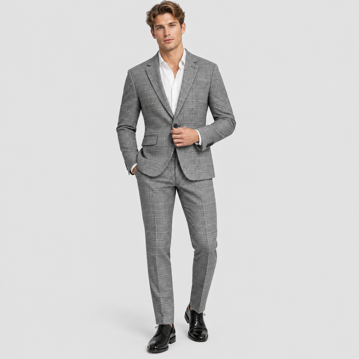 Herre Slim Fit Todelt Jakkesæt – Notch Revers Enkeltknap