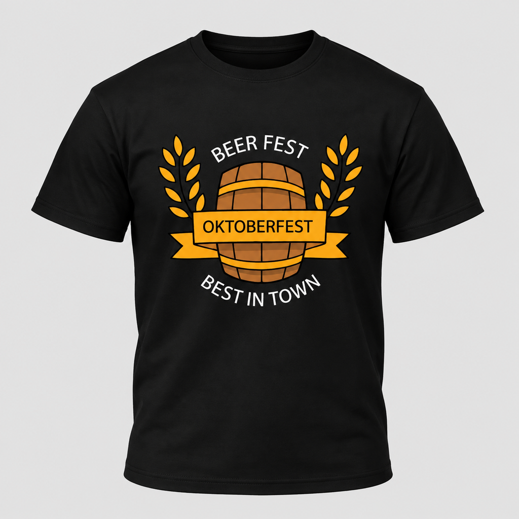 Oktoberfest T-Shirt til Herrer - Printet Rund Hals til Festivaler