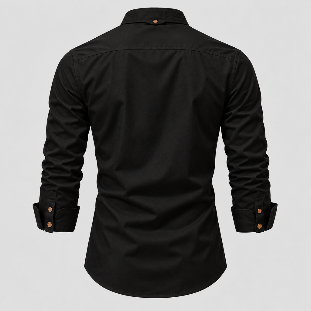Herre Slim Fit Standkraveskjorte – Grandad Krave Knapskjorte