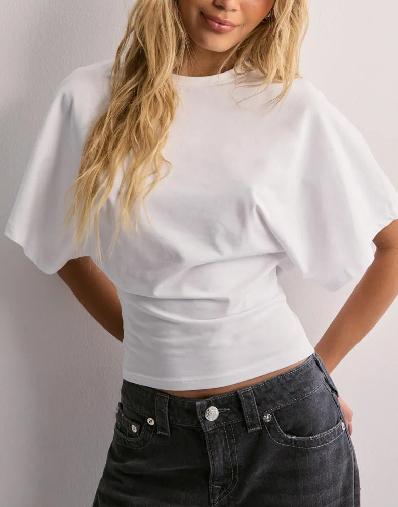 Crop T Shirt med flagermusærmer