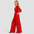 Chiffon Wrap Jumpsuit til Damer – Vide Ben, Flere Farver
