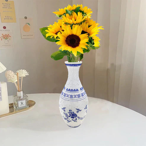 3D Puzzle Vase – EcoBloom, Dekorativ Blomstervase med Aftagelig Vandbeholder