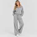 Joggingsæt med Lynlås - Todelt Loungewear med Vide Ben