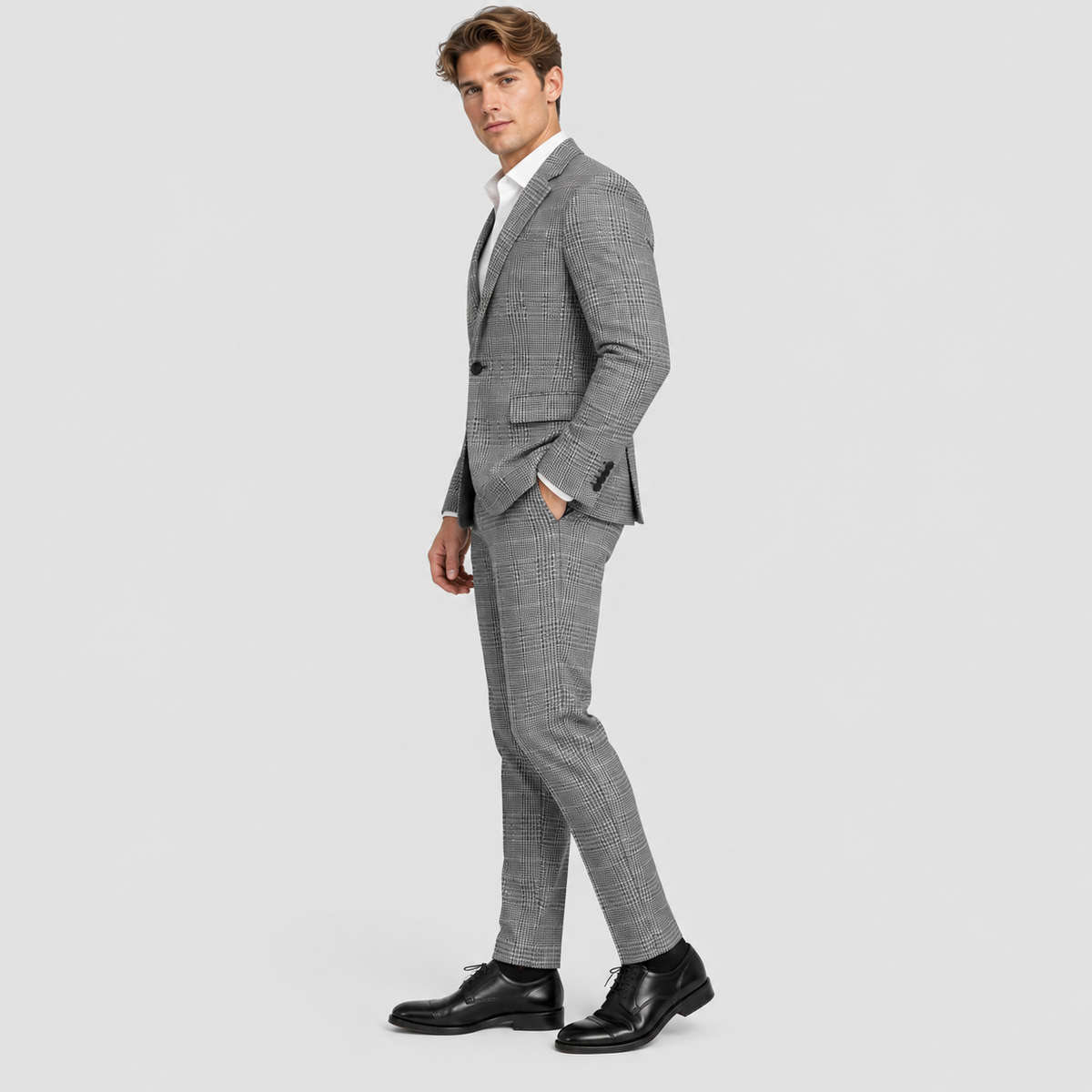 Herre Slim Fit Todelt Jakkesæt – Notch Revers Enkeltknap