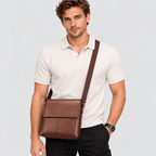 Messenger Bag i PU til Herrer - Crossbody med Spids Klapdetalje