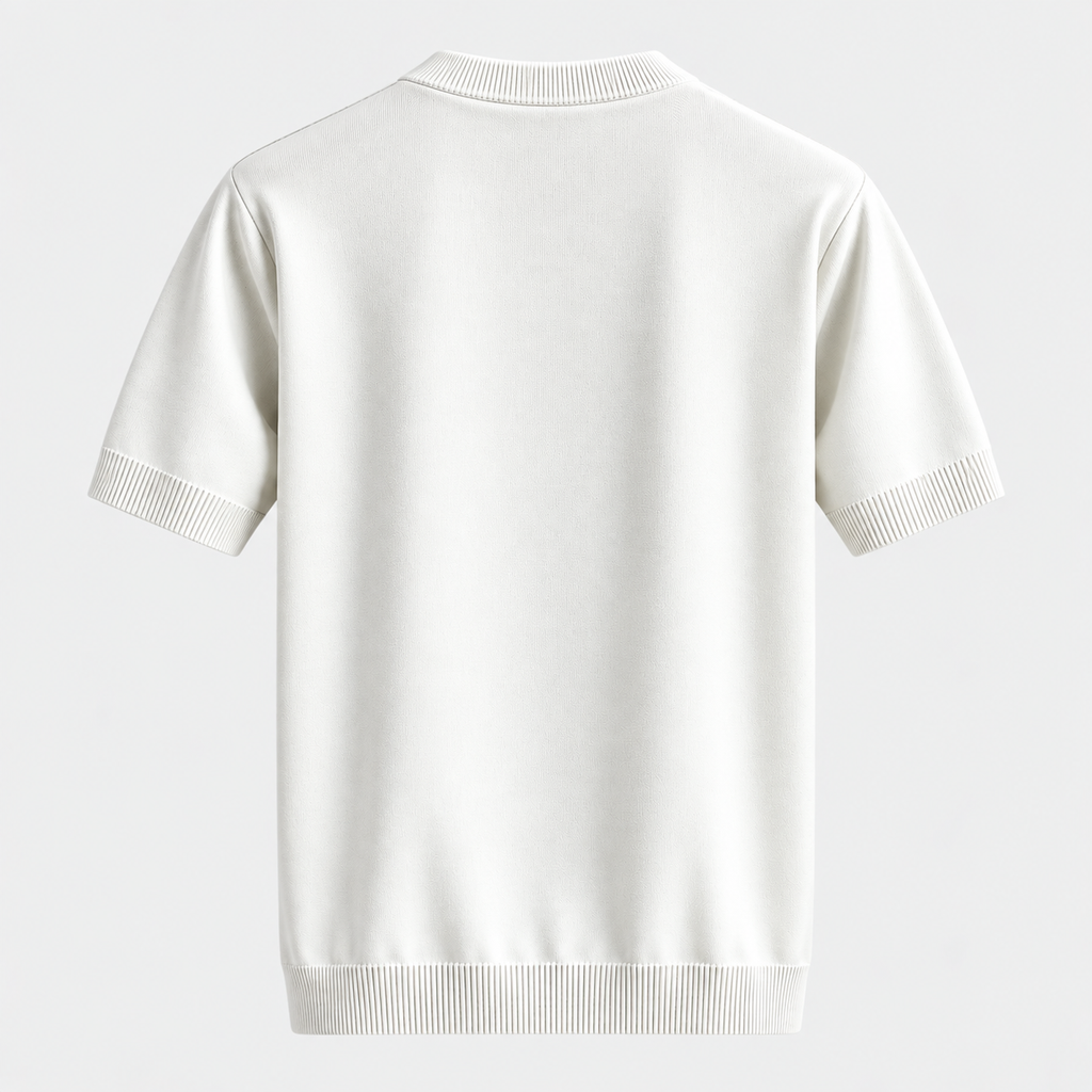 Herre Textureret Crew Neck T-Shirt – Chevronmønster Kort Ærme