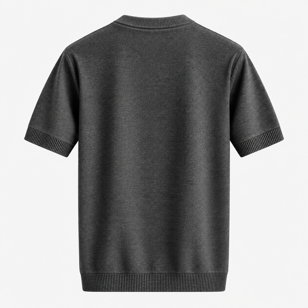 Herre Textureret Crew Neck T-Shirt – Chevronmønster Kort Ærme