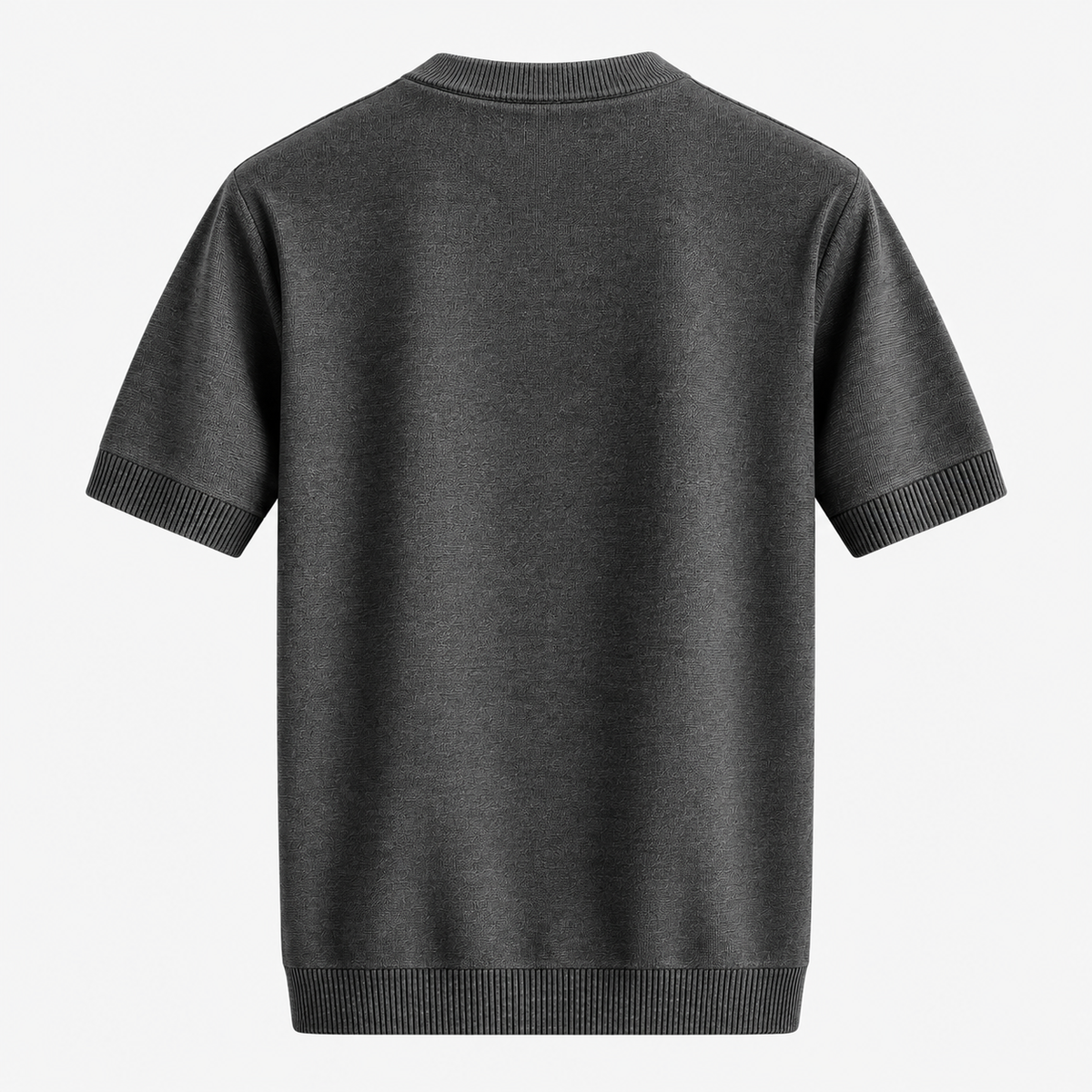 Herre Textureret Crew Neck T-Shirt – Chevronmønster Kort Ærme