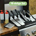 18-delt BBQ-sæt med rustfrit stål og opbevaringstaske