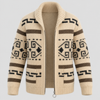 Aztec-mønstret Cardigan - Åben Front Strikket Sweater