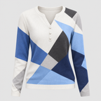 Colorblock Top til Damer - Meshærmer, V-Hals