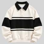 Polokrave Pullover til Herrer - Sweater med Kontraststriber