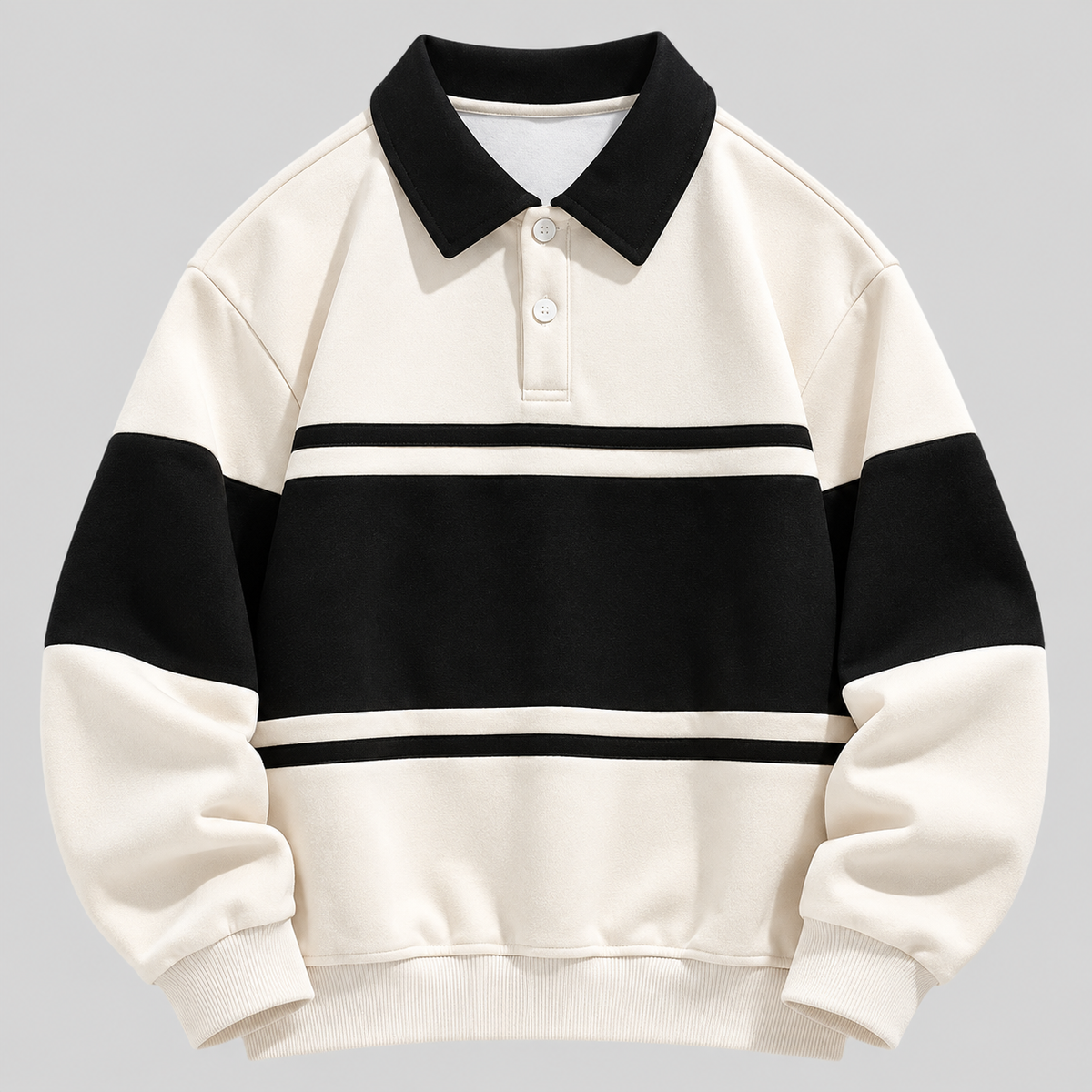Polokrave Pullover til Herrer - Sweater med Kontraststriber