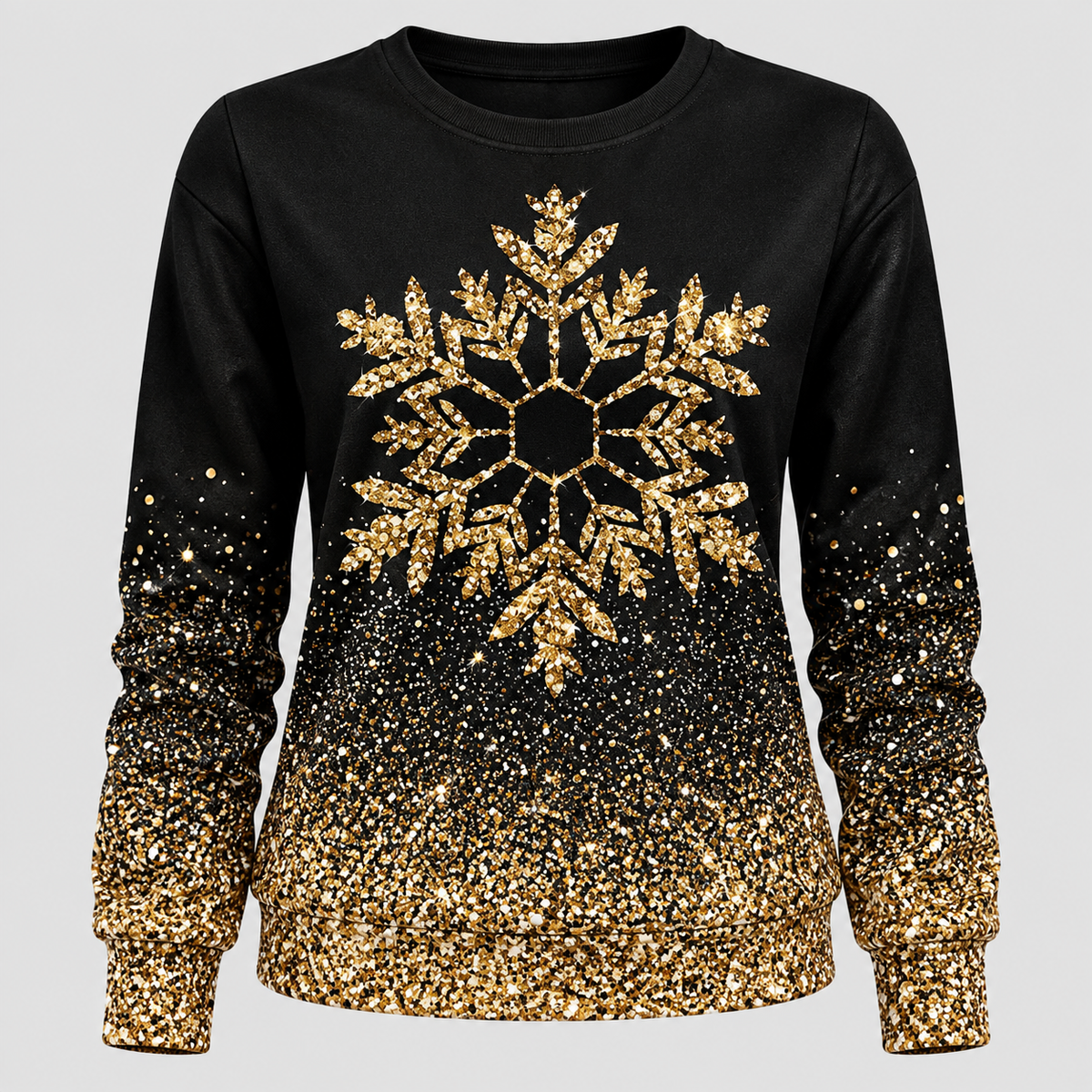 Pailletsweater med Snefnug til Damer - Ombre Gradient Strik