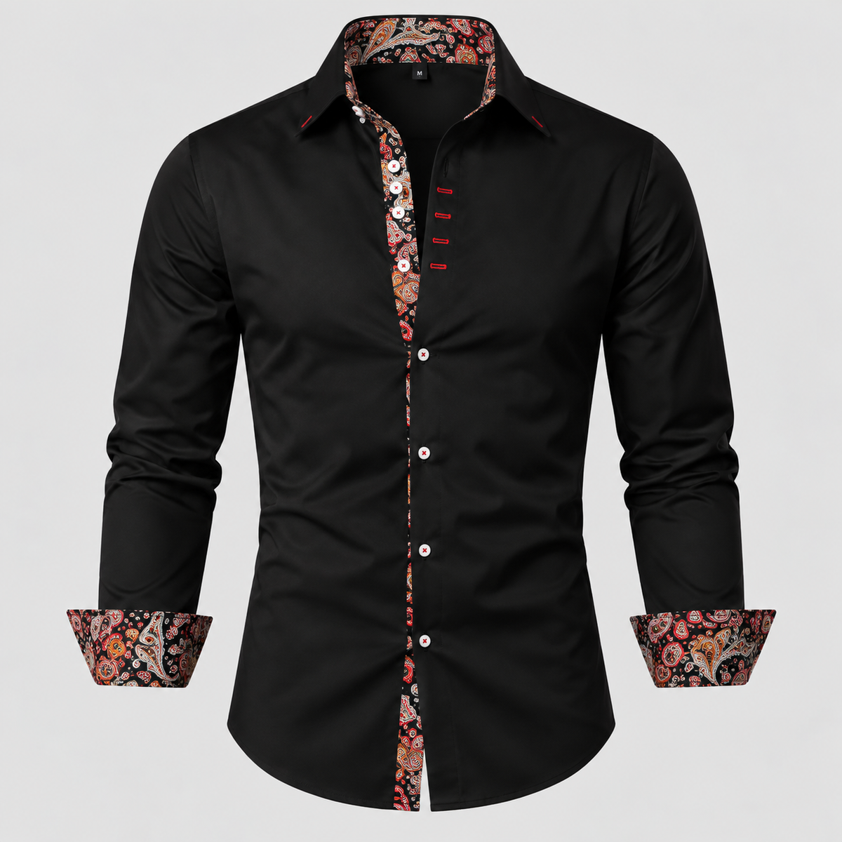 Kontrastdetalje Skjorte - Slim Fit Paisley Detalje