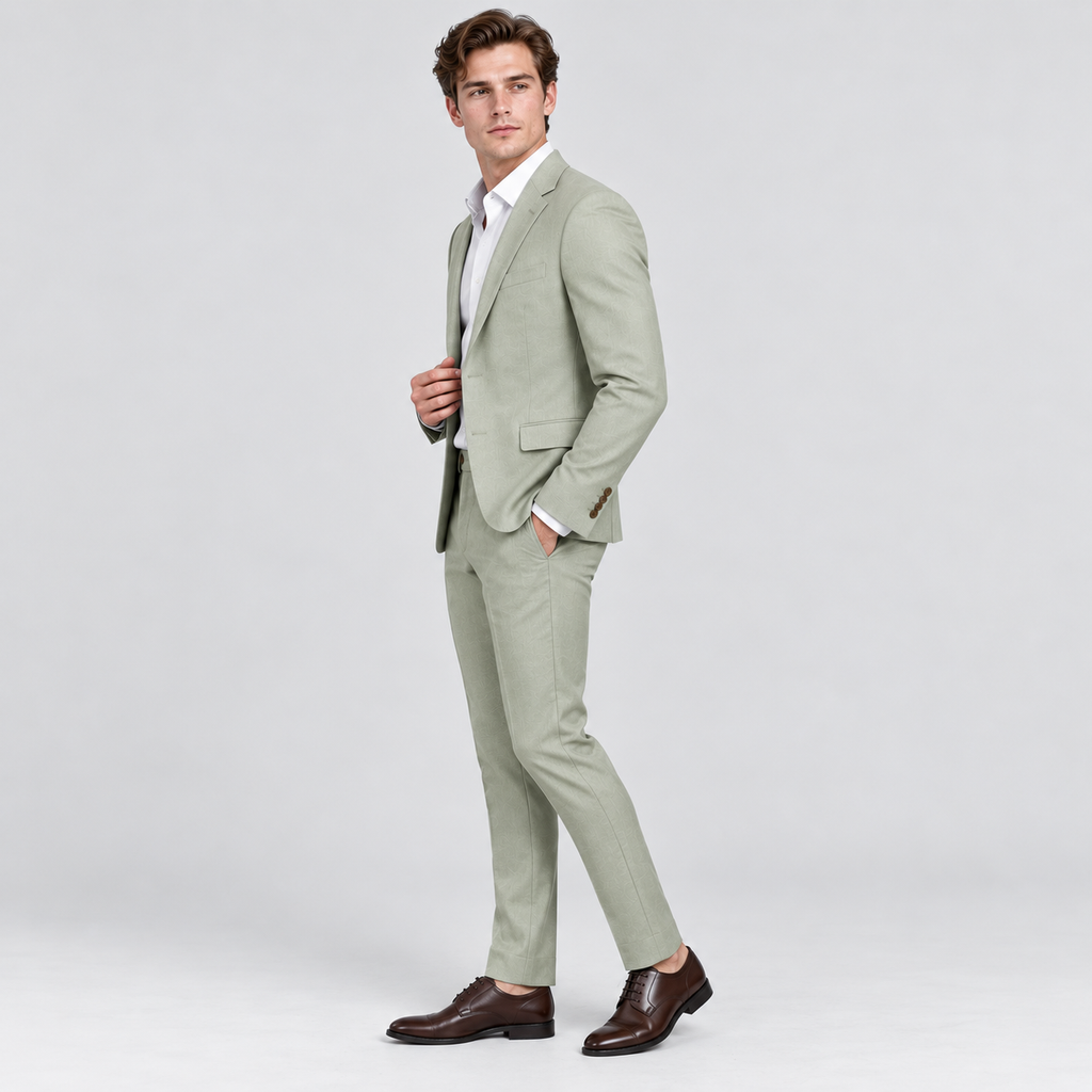 Herre Slim Fit Todelt Jakkesæt – Blazer og Bukser