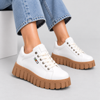 Lædersneakers med Platformssål - Skridsikker Sål i Tre Farver
