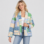 Patchwork Jakke til Damer - Bomuld, Kasseformet Pasform