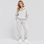 Dame Matchende Hoodie Sæt – Bomuldsblanding Todelt Loungewear