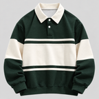 Polokrave Pullover til Herrer - Sweater med Kontraststriber
