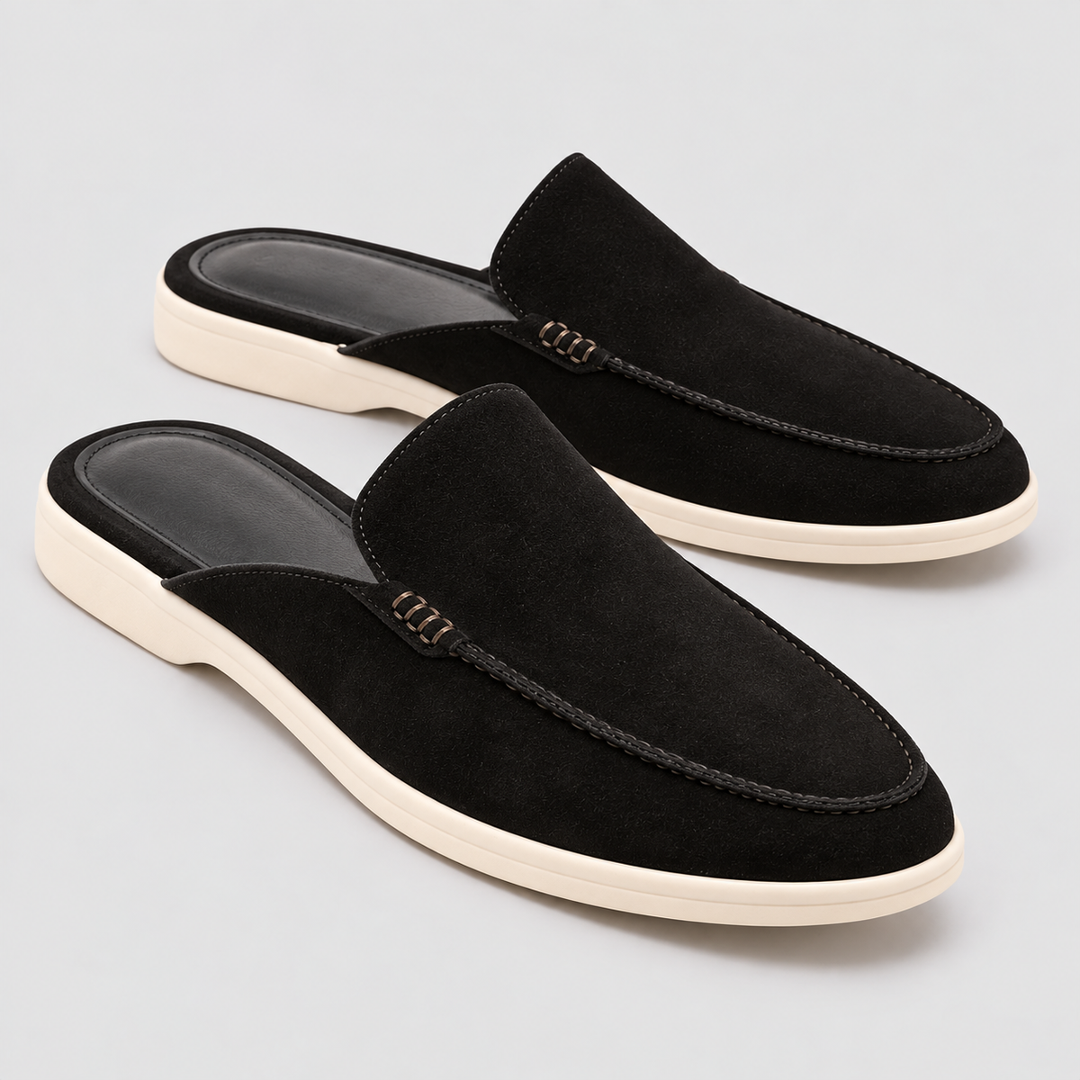 Ruskindslook Loafers til Herrer - Bagløse Slip-On Mules