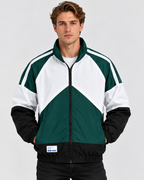 Colorblock Træningsjakke til Herrer - Ståkrave, Lynlås, Polyester