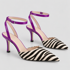 Zebramønstrede Hæle - Spids Tå Slingback Pumps