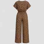 Panterprint Jumpsuit til Damer - Wrap V-Hals med Brede Ben