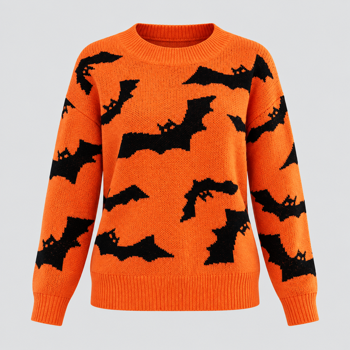 Trøje med Flagermusprint til Halloween - Jacquardstrikket Pullover