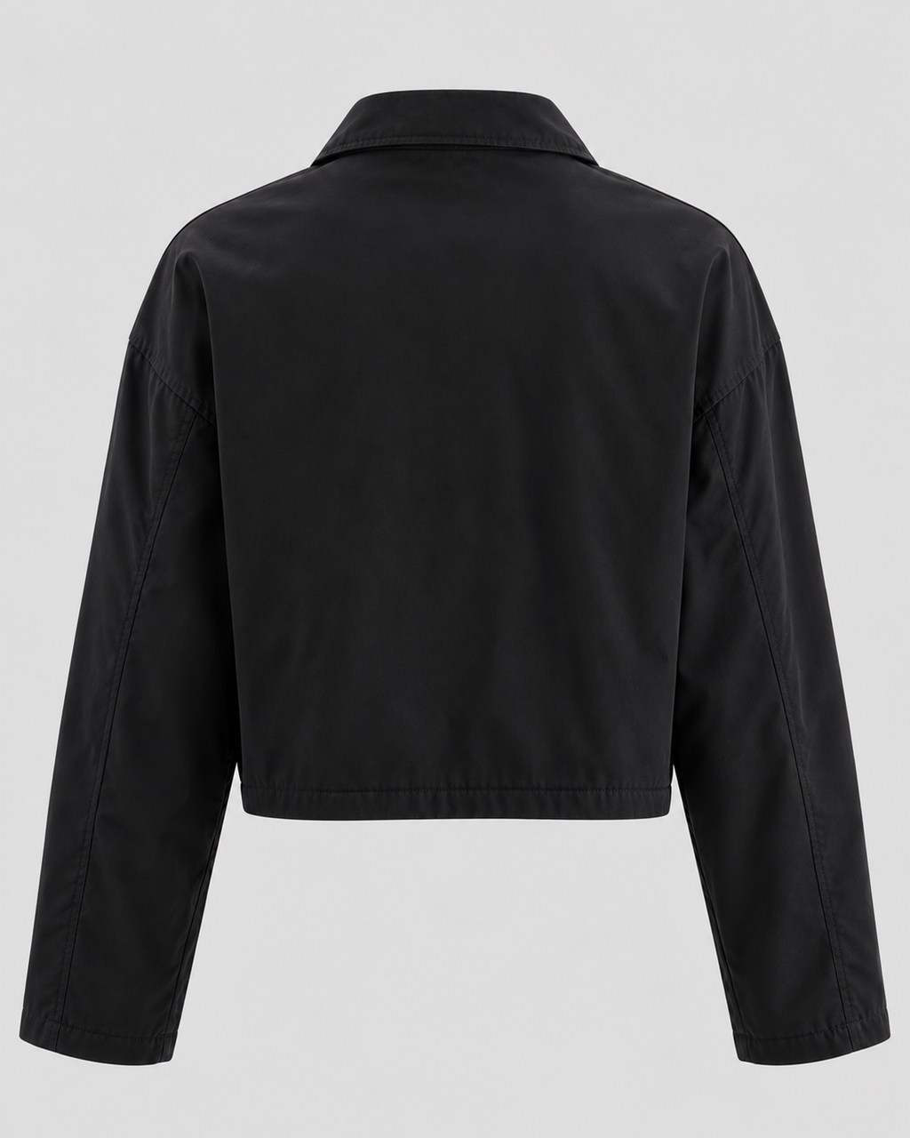 Slouchy Cropped Jakke til Damer - Koksgrå Sort, Ståkrave, Brystlommer
